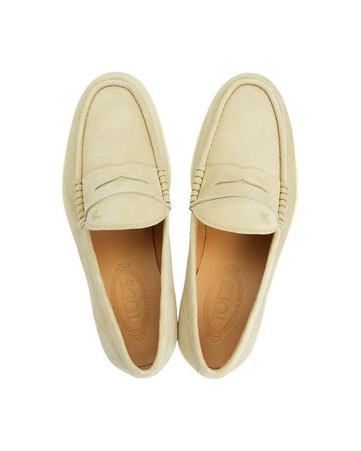 Tod's Natural Topstitching Penny Loafers for men