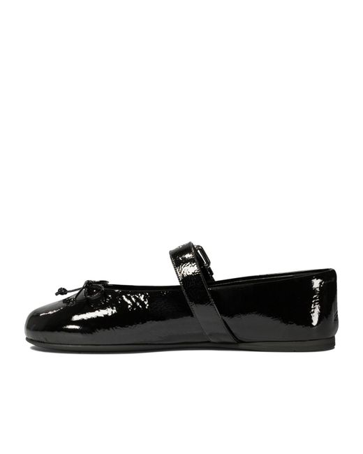 Miu Miu Black Polished Buckle Fastened Ballerinas
