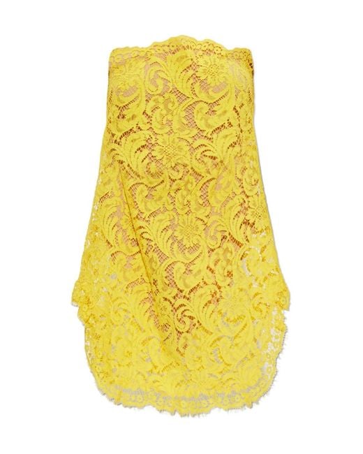 DSquared² Yellow Short Off-Shoulder Dress