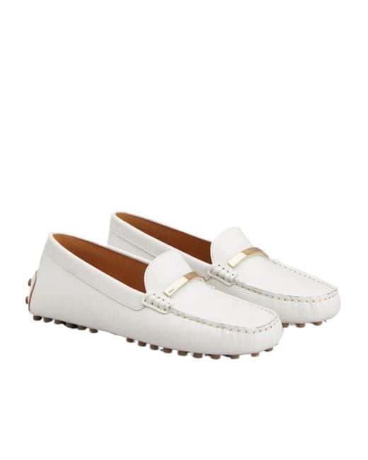 Tod's White Gommino Slip-On Driving Loafers