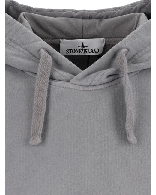 Stone Island Gray Brushed Fleece Regular-Fit Hoodie for men