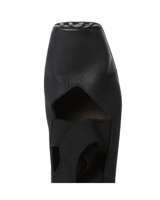 Uma Wang Black Ballerina Square Toe Elasticated Pumps