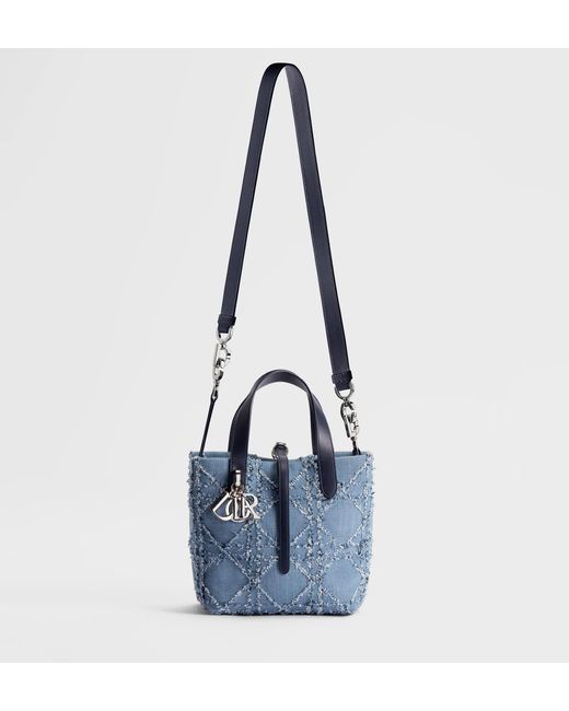 Dior Blue Small Toujours Vertical Tote Bag