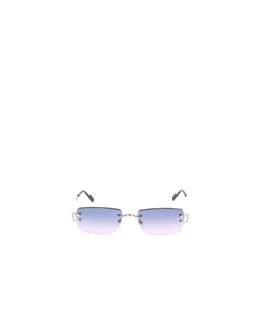 Cartier Blue Rimless Rectangular Sunglasses for men