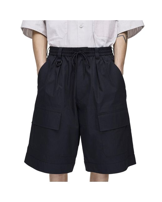 Y-3 Blue Wide Shorts for men