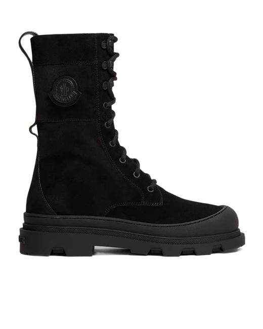 Moncler Black Vera High Suede Lace-Up Boots