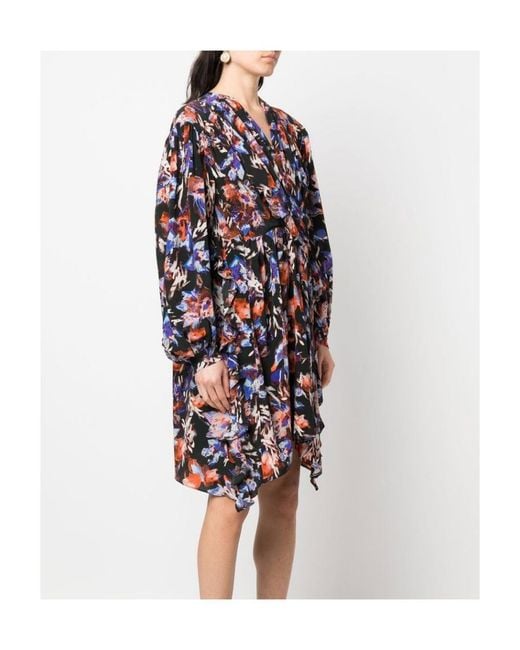 IRO Blue V-Necked Floral Dress
