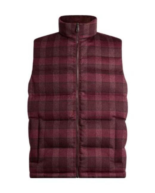 Etro Purple Wool And Cashmere Down Gilet With Check Motif for men