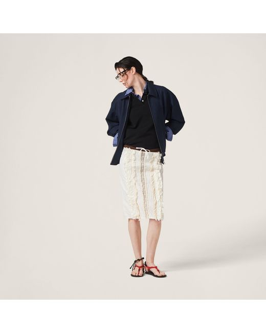 Miu Miu Blue Logo-Detailed Zipped Jacket