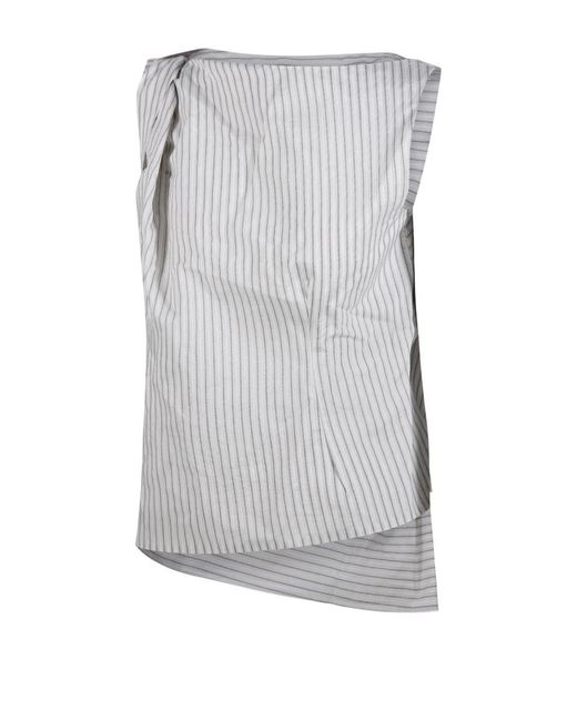 Rohe Gray Draped Stripe Top