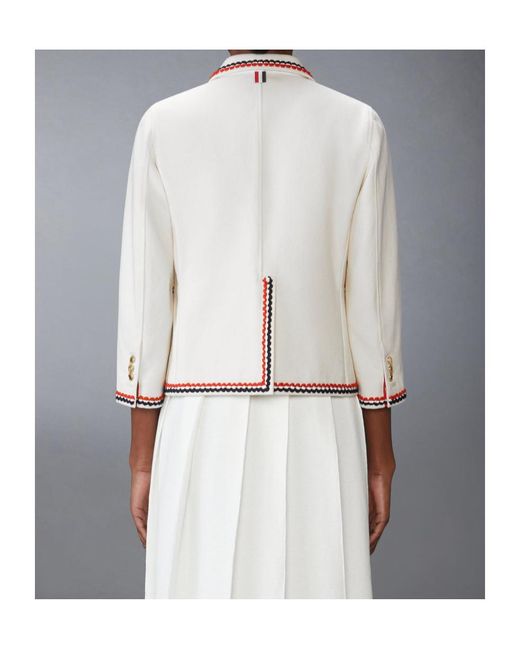 Thom Browne White Rwb-Stripe Blazer