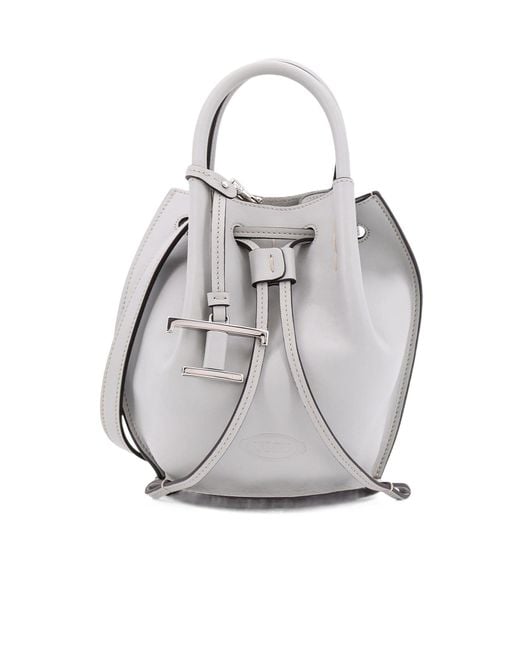 Tod's Gray Buz Drawstring Mini Bucket Bag