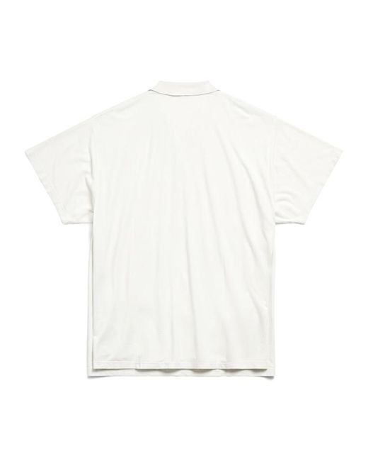 Balenciaga White Logo Embroidered Polo Shirt for men