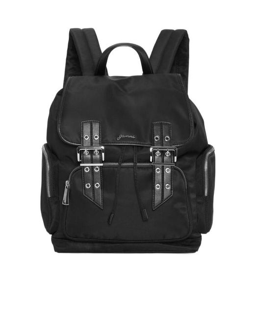 Ganni Black Urban Buckle Detail Backpack