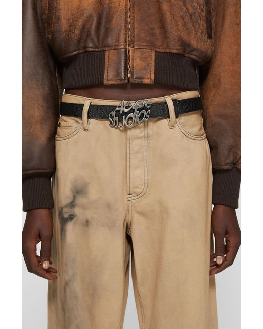 Acne White Logo-Plaque Leather Belt