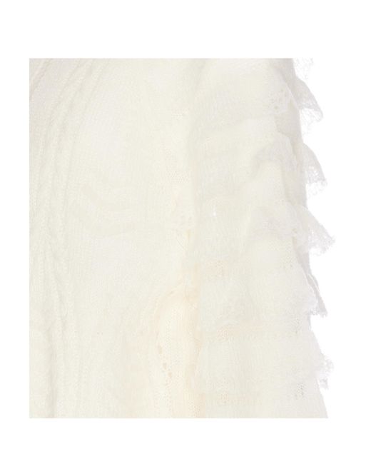 Twinset White Crewneck Open Knit Jumper