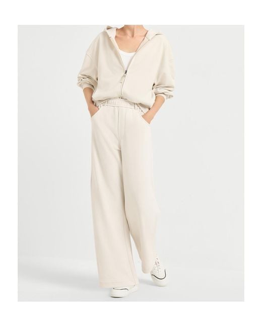 Brunello Cucinelli White Elasticated Track Pants