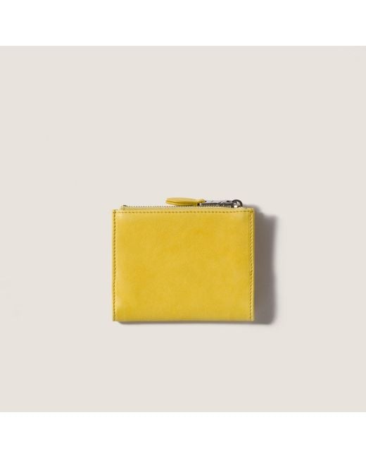 Miu Miu Yellow Small Leather Wallet