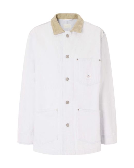 Aimé Leon Dore White Corduroy-Trimmed Denim Jacket