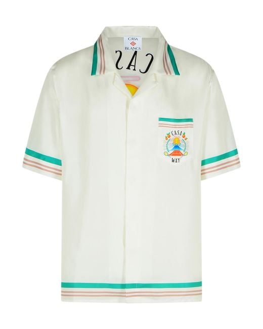 Casablanca Green Casa Way Printed Silk Shirt for men