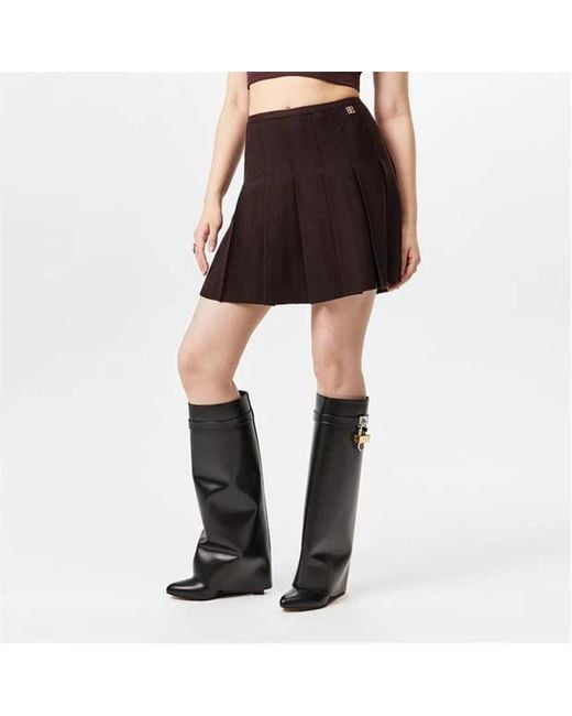 Givenchy Brown Logo Pleated Skirt