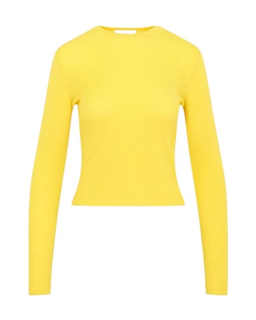 Gabriela Hearst Yellow Ribbed-Knit Merino Wool Top