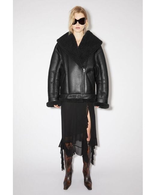 Acne Black Drop Shoulder Biker Jacket