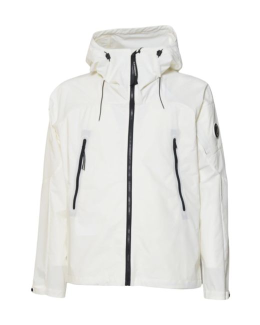 C P Company White Pro-Tek Hooded Jacket for men