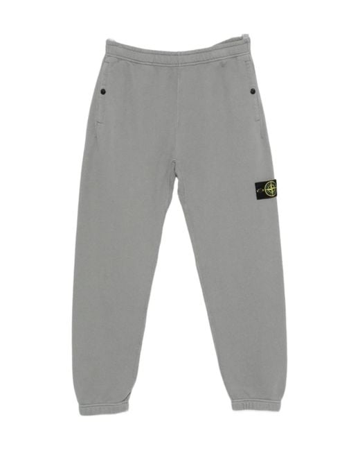 Stone Island Gray Logo-Patch Track Pants for men
