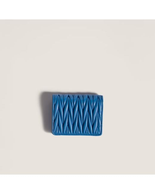 Miu Miu Blue Small Matelassé Nappa Leather Wallet