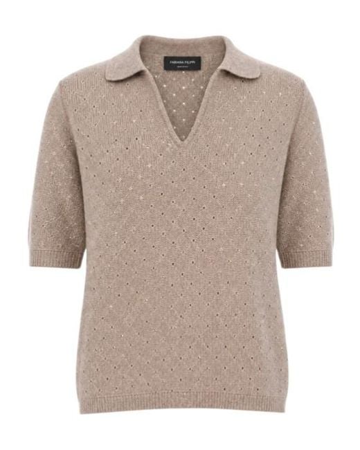 Fabiana Filippi Natural Short-Sleeved Sweater
