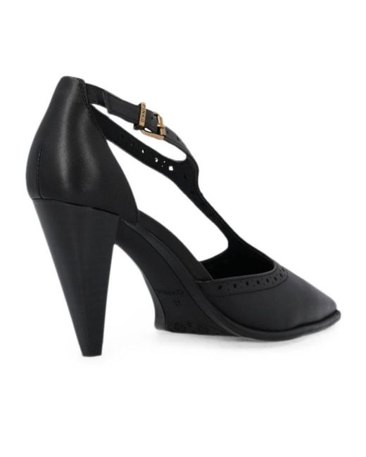 Pinko Black Brogue-Detail T-Bar Pumps