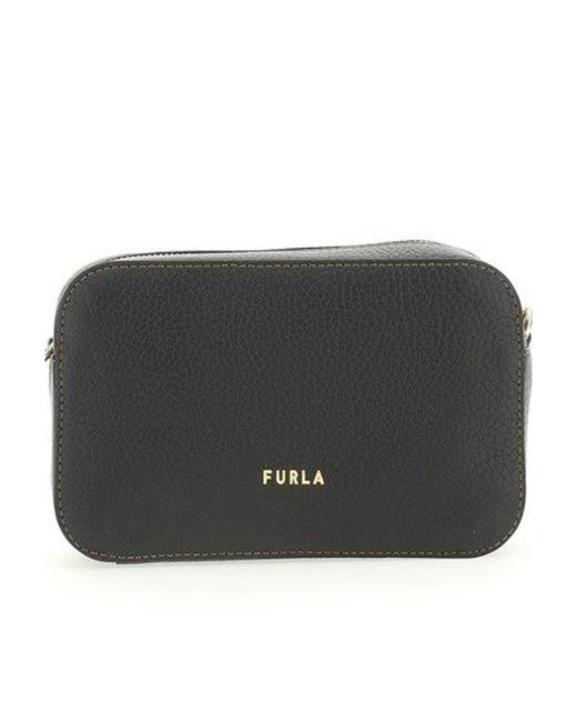 Furla Black Logo-Plaque Zipped Mini Crossbody Bag
