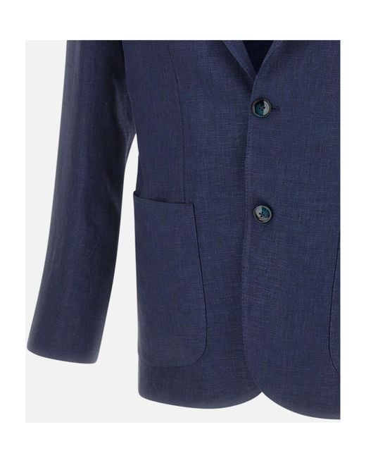 Barba Napoli Blue Lello Three-Button Blazer for men