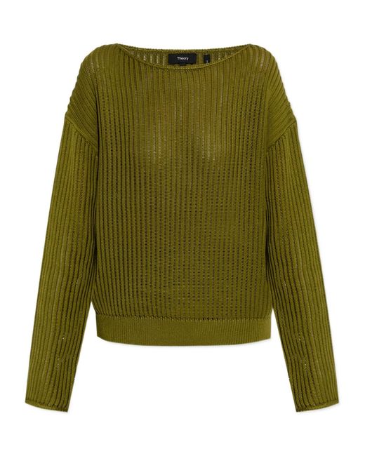 Theory Green Boat Neck Knit Jumper