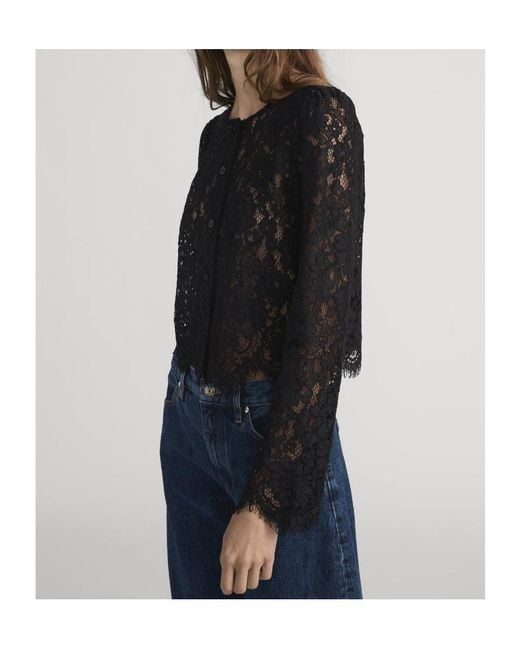 FRAME Black Lace Buttoned Shirt