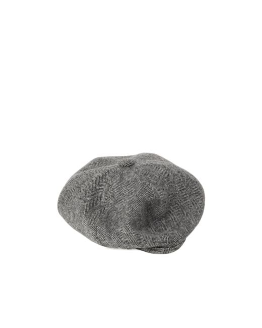 Miu Miu Gray Wool Chevron Beret