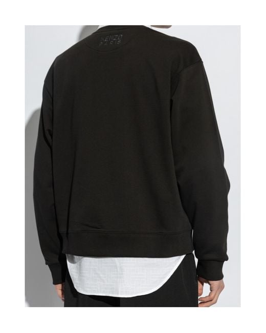 KENZO Black Logo Patch Crewneck Sweatshirt for men