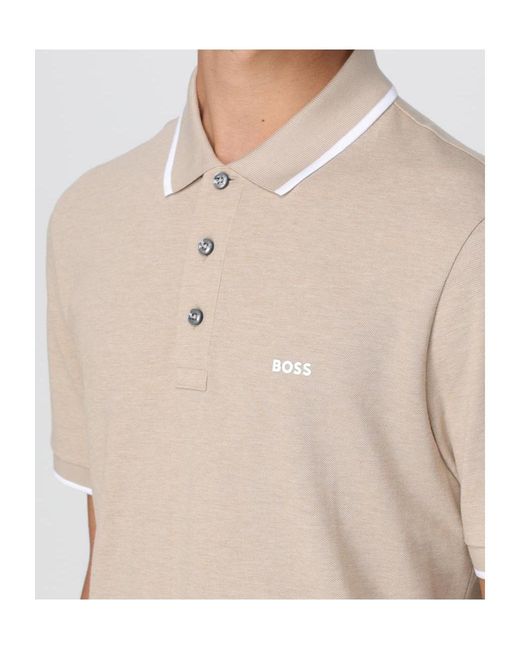 Boss Natural Boss Logo Detailed Straight Hem Polo Shirt for men