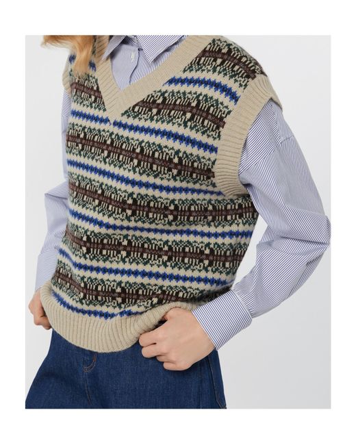 Weekend by Maxmara Gray Jacquard Gilet