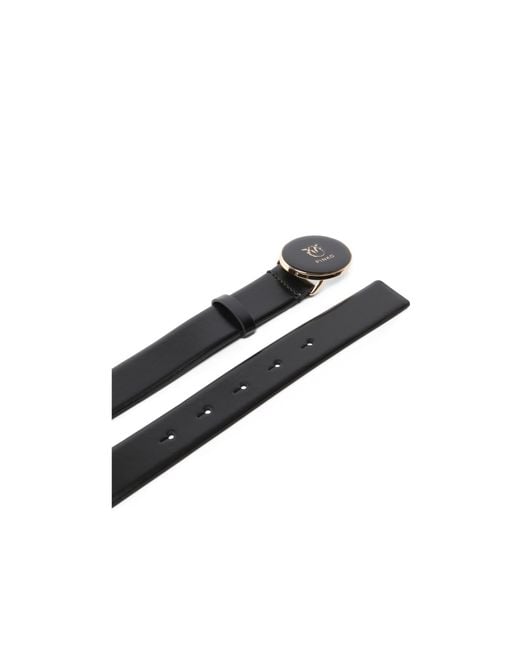 Pinko White Logo Detailed Buckled Belt