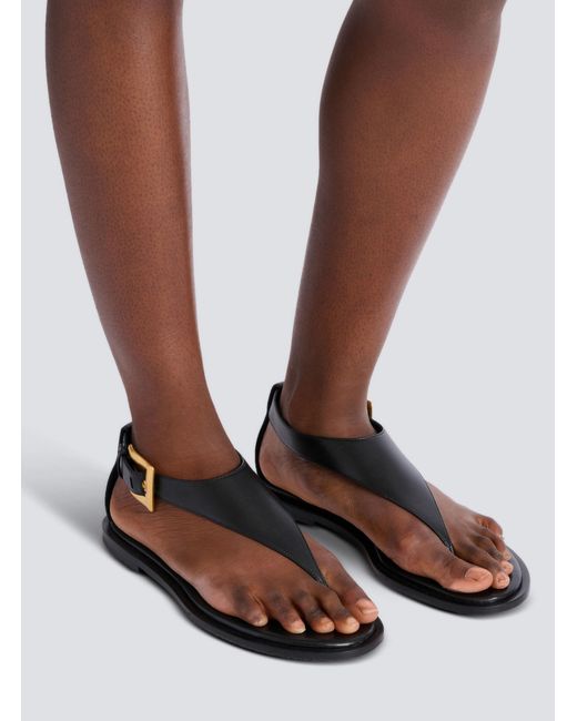 Balmain Brown Anthem Flat Toe-Post Sandals
