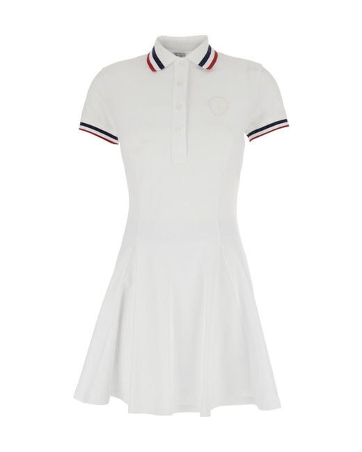 Brunello Cucinelli White Logo Detailed Short-Sleeved Dress