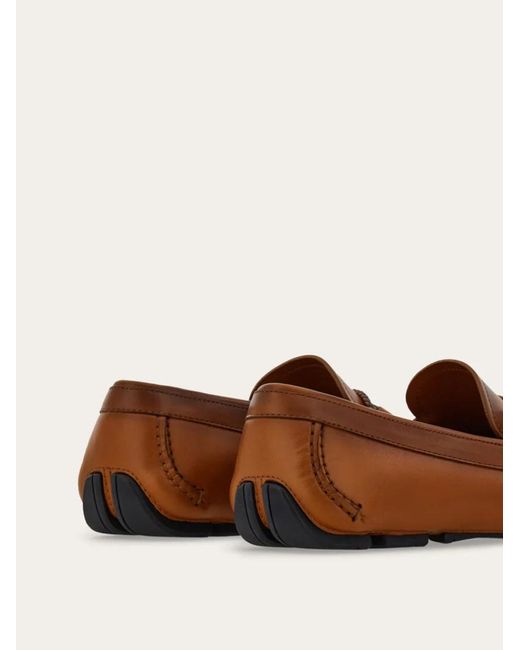 Ferragamo Brown Driver With Gancini Ornament for men