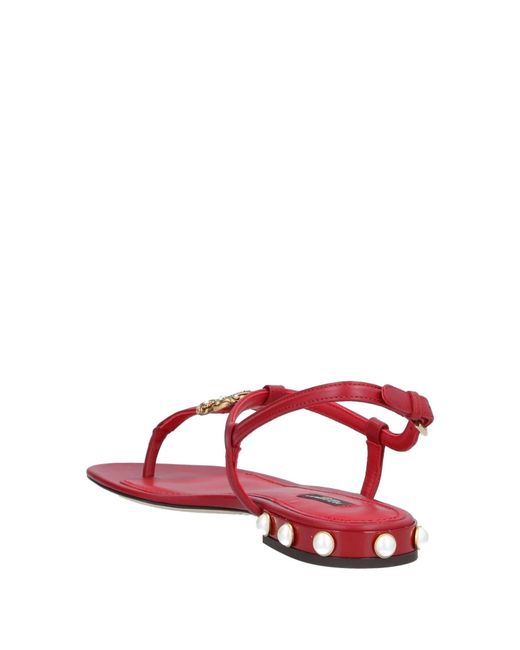 Dolce & Gabbana Pink Round Toe Leather Sandals