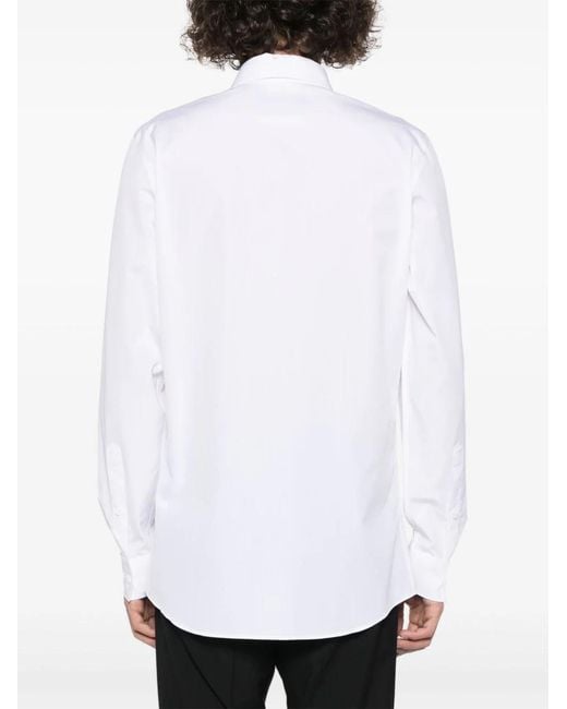 Moschino White Logo-Embroidered Cotton Shirt for men