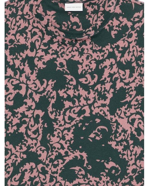 Dries Van Noten Gray All Over Print Crewneck T-Shirt for men