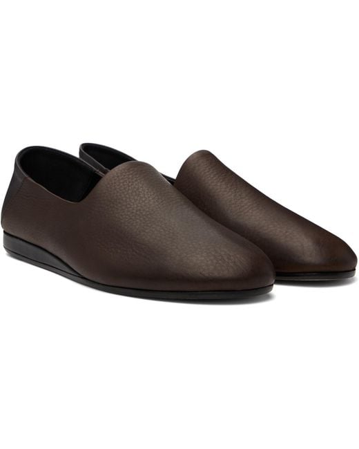 Jacquemus Brown Logo-Print Loafers for men