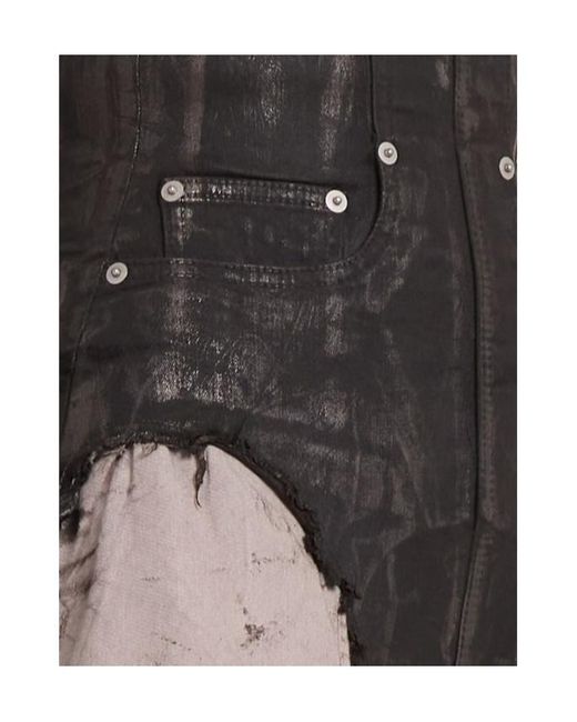 Rick Owens Gray Dirt Denim Shorts