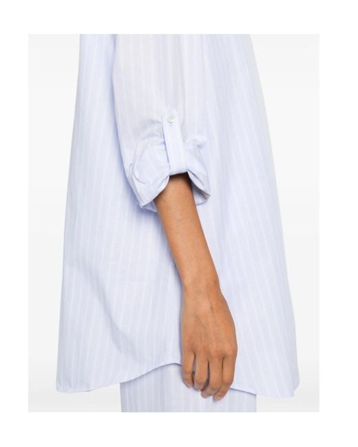 Patrizia Pepe White Pinstriped Cotton Shirt Dress